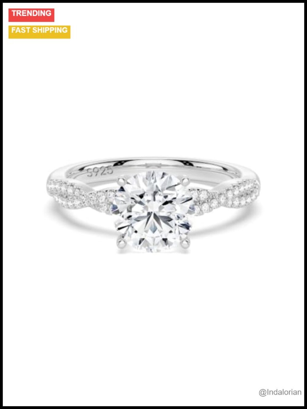 3 Carat Round Moissanite Twisted Wedding Band 925 Sterling Silver